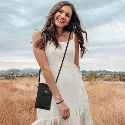 Touchscreen Cell Phone Purse, Mini Crossbody Phone Bag, with Zipper Wallet, Adjustable Shoulder Strap, Black
