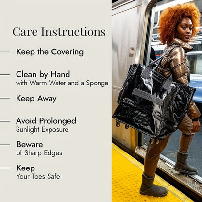 Outdoor Luggage, Tote Bag with Wheels, Foldable Shopping Cart, Zipper Closure, Medium Size in Black, Golden, and Silvery