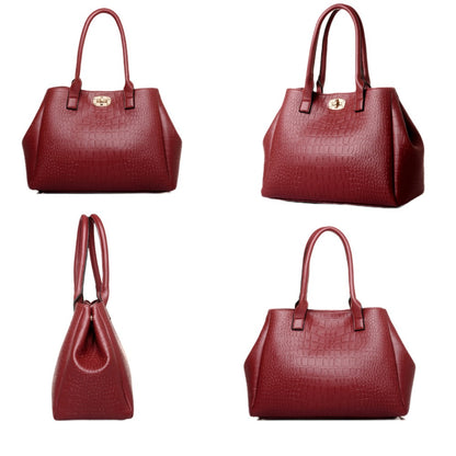 5pcs Set PU Elegant Crocodile Embossed Women'S Tote Bag Set, Large Capacity Women'S Shoulder Bag, Crossbody Bag, Expandable Handbag, High Cost-Effectiveness, Suitable As A Gift