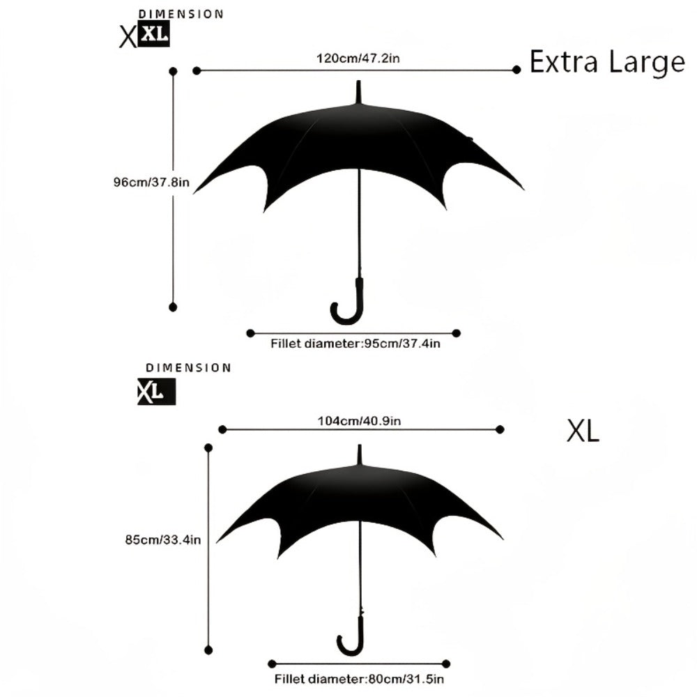 Large Automatic Batwing Umbrella with Black Canopy & Bat-Themed Design - Automatic Open/Close Suitable for Gothic, Punk Style, Batwing Umbrella for, Christmas Gift, for Halloween, Daily Use, Outdoor Accessory