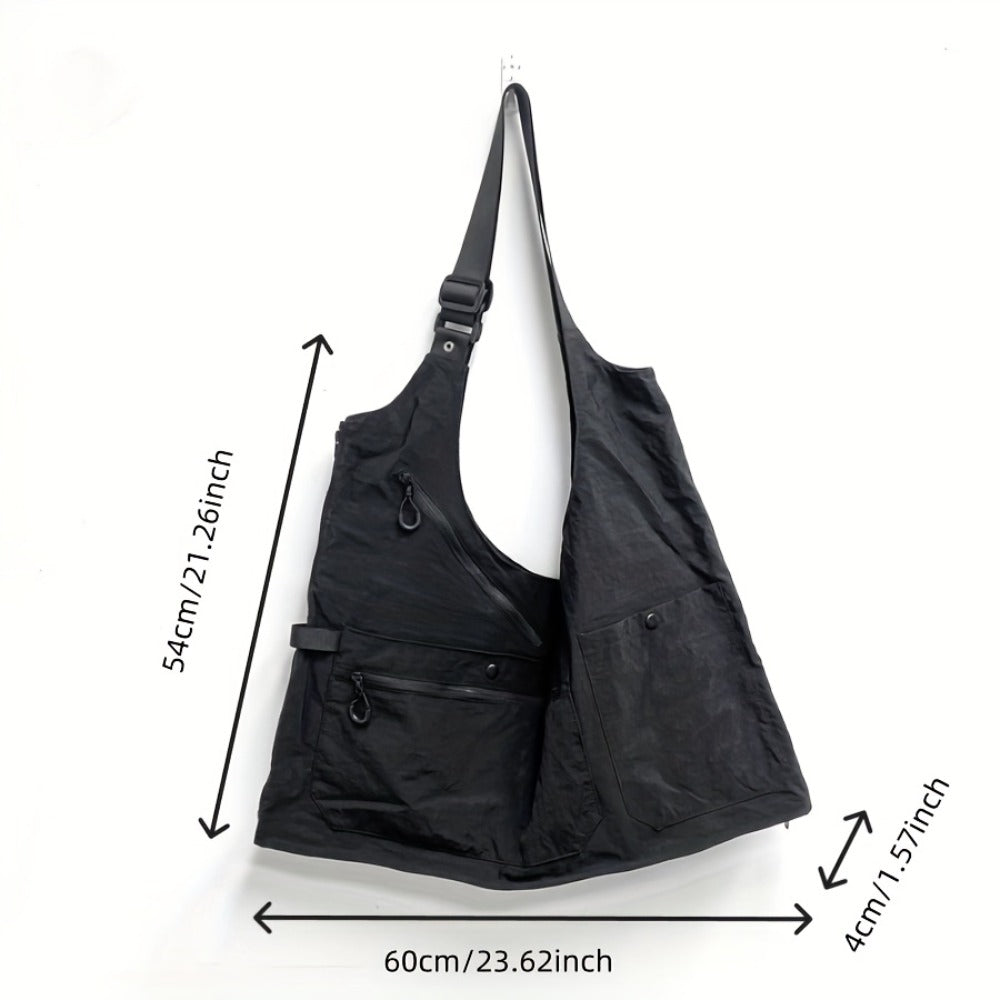 1pc Multifunctional Sleeveless Nylon Vest Pack - Convertible Backpack And Tote with Adjustable Straps, Multiple Pockets, Large Capacity for Camping, Hiking, Shopping, Dance - Machine Washable Black Outdoor And Urban Use