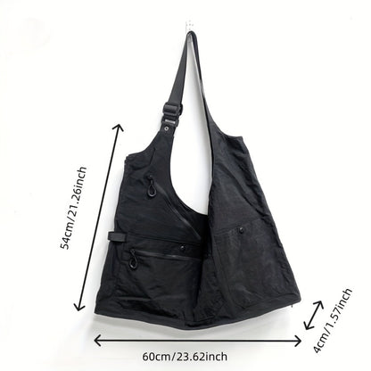 1pc Multifunctional Sleeveless Nylon Vest Pack - Convertible Backpack And Tote with Adjustable Straps, Multiple Pockets, Large Capacity for Camping, Hiking, Shopping, Dance - Machine Washable Black Outdoor And Urban Use