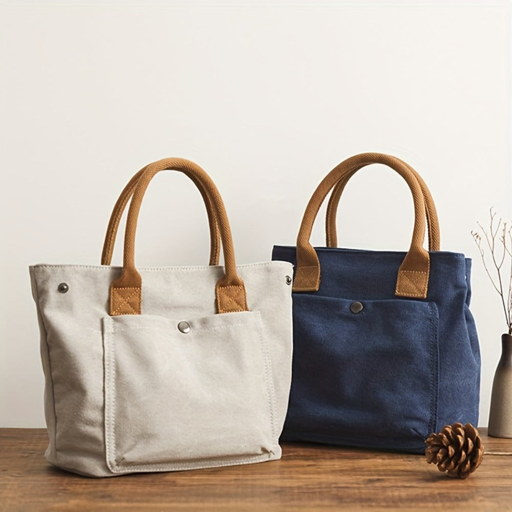 Thickened Handbag; Simple And Leisure Hand-held Bag; Vintage Literary Style Fabric Bag; Bag for Commuting.