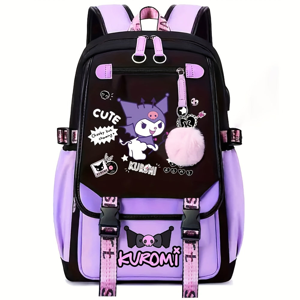 Sanrio Kuromi Backpack Cartoon Laptop Backpack Cute Large Travel Bag Casual Backpacks