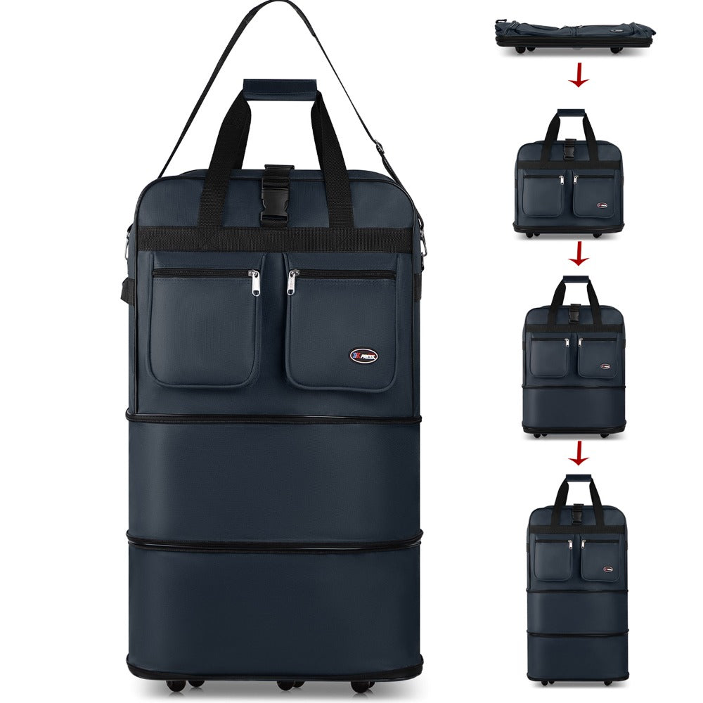 Multi-Functional Expandable Foldable Luggage with Spinner Wheels & Removable Strap,Water-repellent Collapsible Rolling Suitcase,Large Capacity Travel Bag for Home Storage,Moving,Trip, Outdoor Sport - 30in 36in 40in - Red/Navy/Black