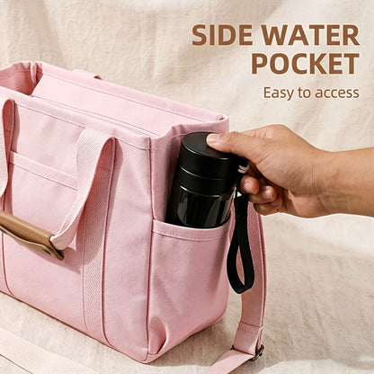 New Large Capacity Canvas Tote Bag with Multi Pockets Crossbody Tote Bag for Women Bible Handbag Everything Tote Bags with Compartments, Suit for Travel, Daily And Work