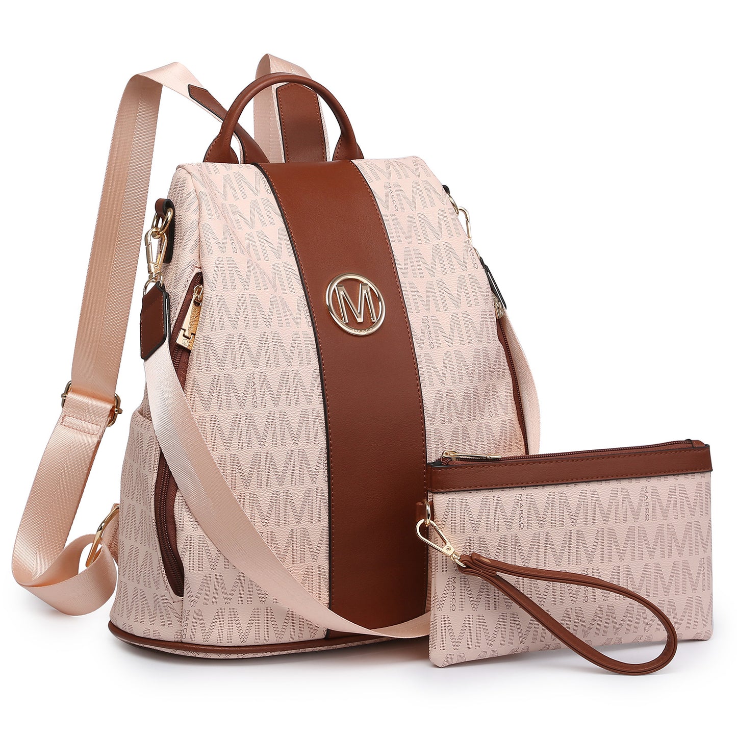 MKP COLLECTION 2pcs Set Women's Fashion Anti-Theft Rucksack & Shoulder Bag Multifunctional Travel Purse