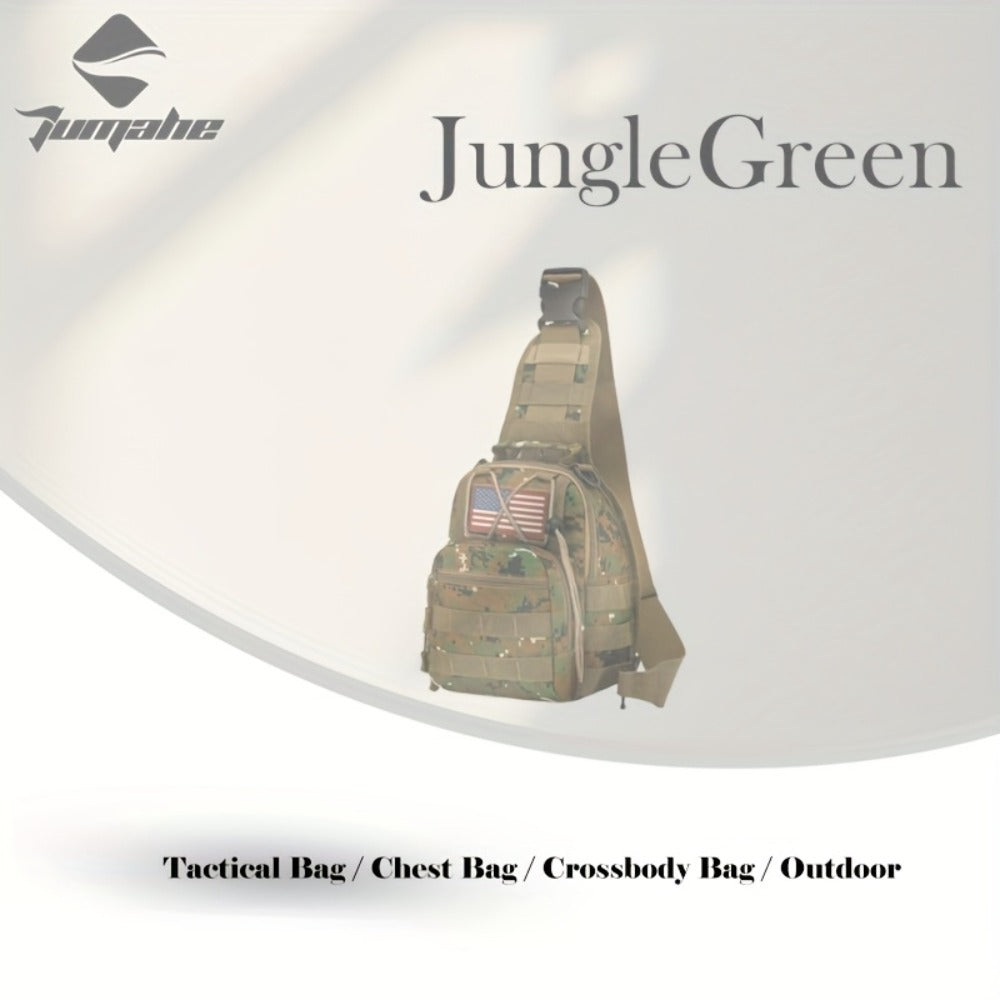 Tactical Chest Bag for Men Women - Digital Camo Design - Multiple Compartments & Molle System - Perfect for Outdoor, Hiking, Cycling, Enthusiasts - Small Items Carrier with US Flag Patch, Outdoor Gear, Hiking Accessories, Rugged Look, Sturdy Zipper, Highq