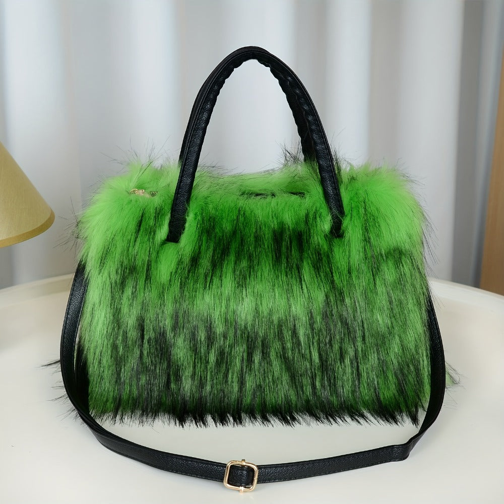 [Ideal Gift] Women's Shoulder Bags, Plush Bags, Faux Mink Fur Bags, Handbags, Tote Bags, Plush Handbags, Available in Five Colors. Ideal Gifts for Girlfriends And Mothers. High-End And Fashionable Tote Bags, Crossbody Bags. Free Pendant Or Headband Gift