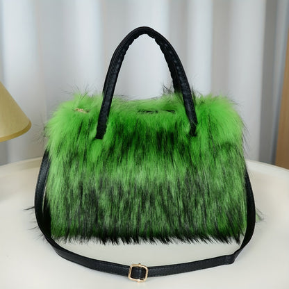 [Ideal Gift] Women's Shoulder Bags, Plush Bags, Faux Mink Fur Bags, Handbags, Tote Bags, Plush Handbags, Available in Five Colors. Ideal Gifts for Girlfriends And Mothers. High-End And Fashionable Tote Bags, Crossbody Bags. Free Pendant Or Headband Gift