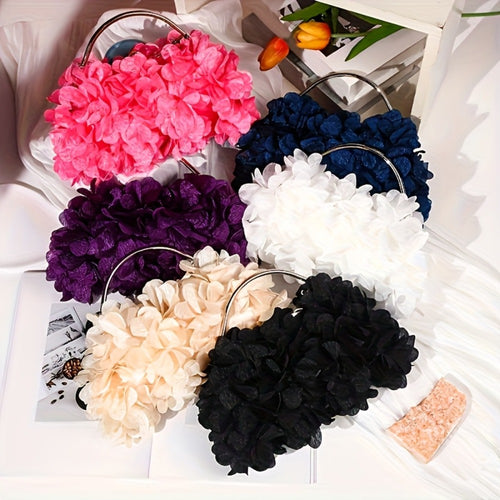 Elegant Style Woman Handbag - Fabric Flowers Petal Bags, Fashion Design Evening Bag Crossbody Bags