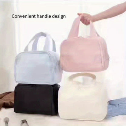 1pc Large Capacity Lightweight Cosmetic Bag for Women - Portable Travel Toiletry Organizer with Multiple Compartments, Zipper Closure & Fixed Shoulder Strap, Minimalist Design for Daily Use & Trips, Toiletry Travel Bag, Sleek Minimalist Style, Sturdy Hand