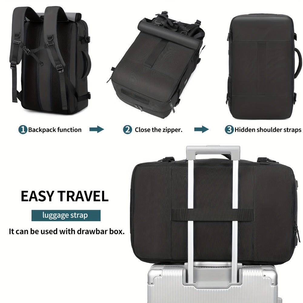 Men's travel backpack with laptop compartment, shoe compartment and adjustable strap - hiking, business and outdoor adventures