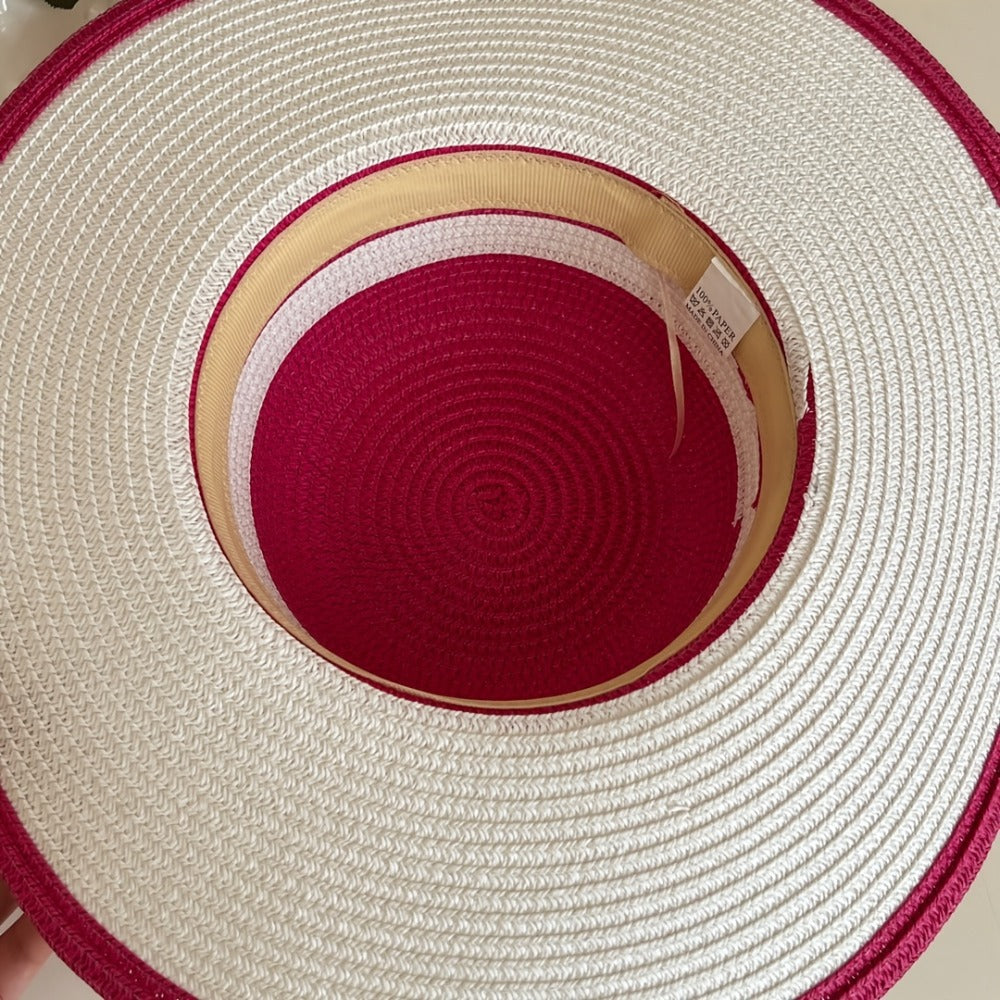 Casual Straw-Woven Women'S Tote Bag And Straw Hat Two-Piece Set, Wide-Brimmed Sun Hat And Large-Capacity Tote Bag, Beach Sun Protection Straw Bag Set, Fashionable Seaside Vacation Straw Two-Piece Set