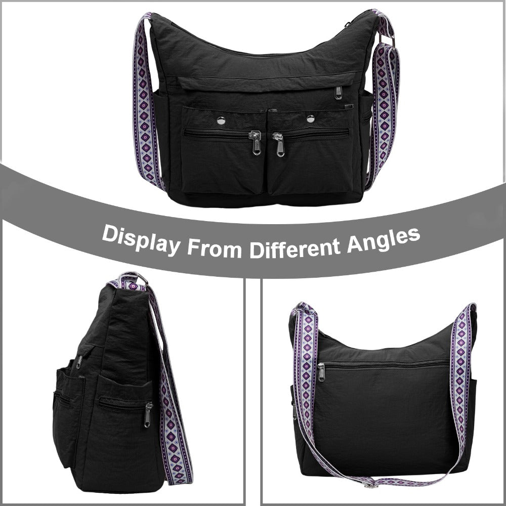 Nylon Crossbody Bag Set (2PCS) for Women and Men– Lightweight Waterproof Multi-Pocket Shoulder Bags, Lightweight Travel Purses, Casual Messenger Handbags for Daily Use, Work, Shopping, Outdoor