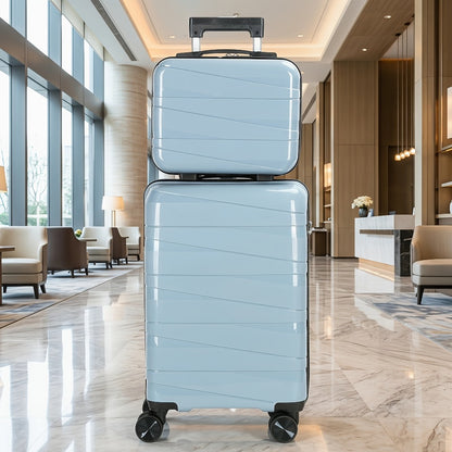 Luggage Box, Duffel Bag, Suitcase, Briefcase, 20-inch Luggage + 14-inch Handbag Set, 360° Rotatable Wheels, ABS High-hard Material, Phone Holder, Suitable for Students And Various Purposes Such As Going to School, Business Trips, And Traveling.