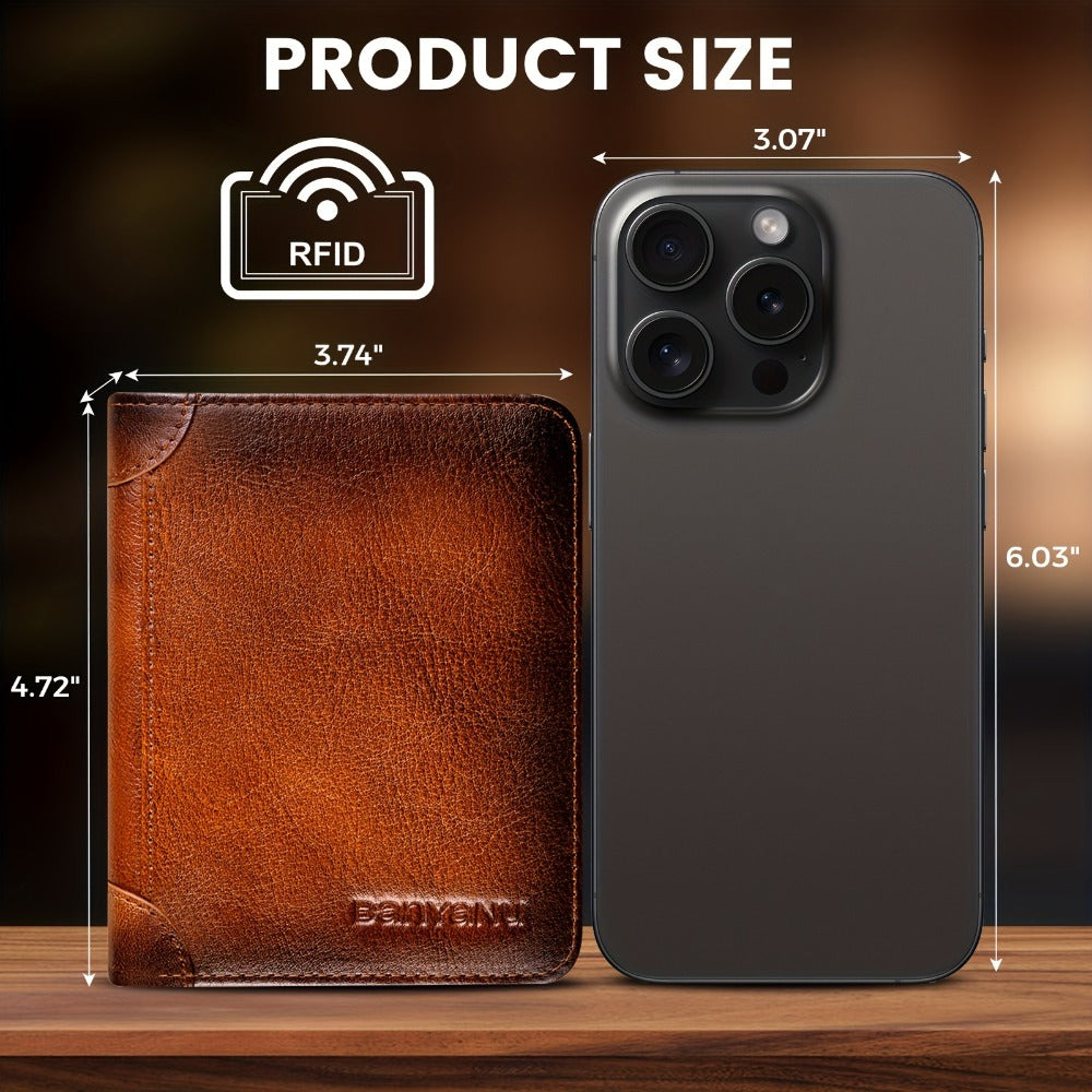 BANYANU Premium RFID Blocking Wallet For Men, Billeteras De Hombre, Minimalist Bifold/Trifold Design, Slim Card Holder For Travel, Shopping, Birthday, Father'S Day Gift