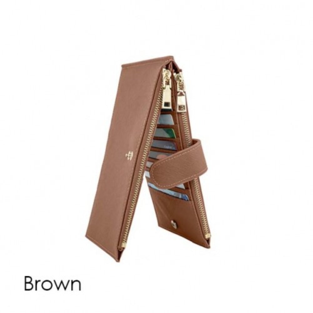 Bifold Multi Card Case Wallet with Zipper Pocket with RFID Blocking