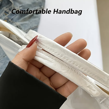 Women'S High Quality PVC And Wrinkle Paper Transparent Handbag - Large 13.2-Inch Transparent Shoulder Bag with 2 Compartments, White Letter Printed Design, Suitable for Work, Travel, Beach, And Daily Use, High Quality Bag