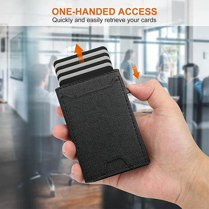 OBCREATOR RFID Blocking Wallet with Automatic Pop-Up Cards, Anti-Theft Magnetic Closure, Large Capacity Bifold Design for Women - Black, Secure Card Storage, Stylish Accessory, Durable Zipper Closure