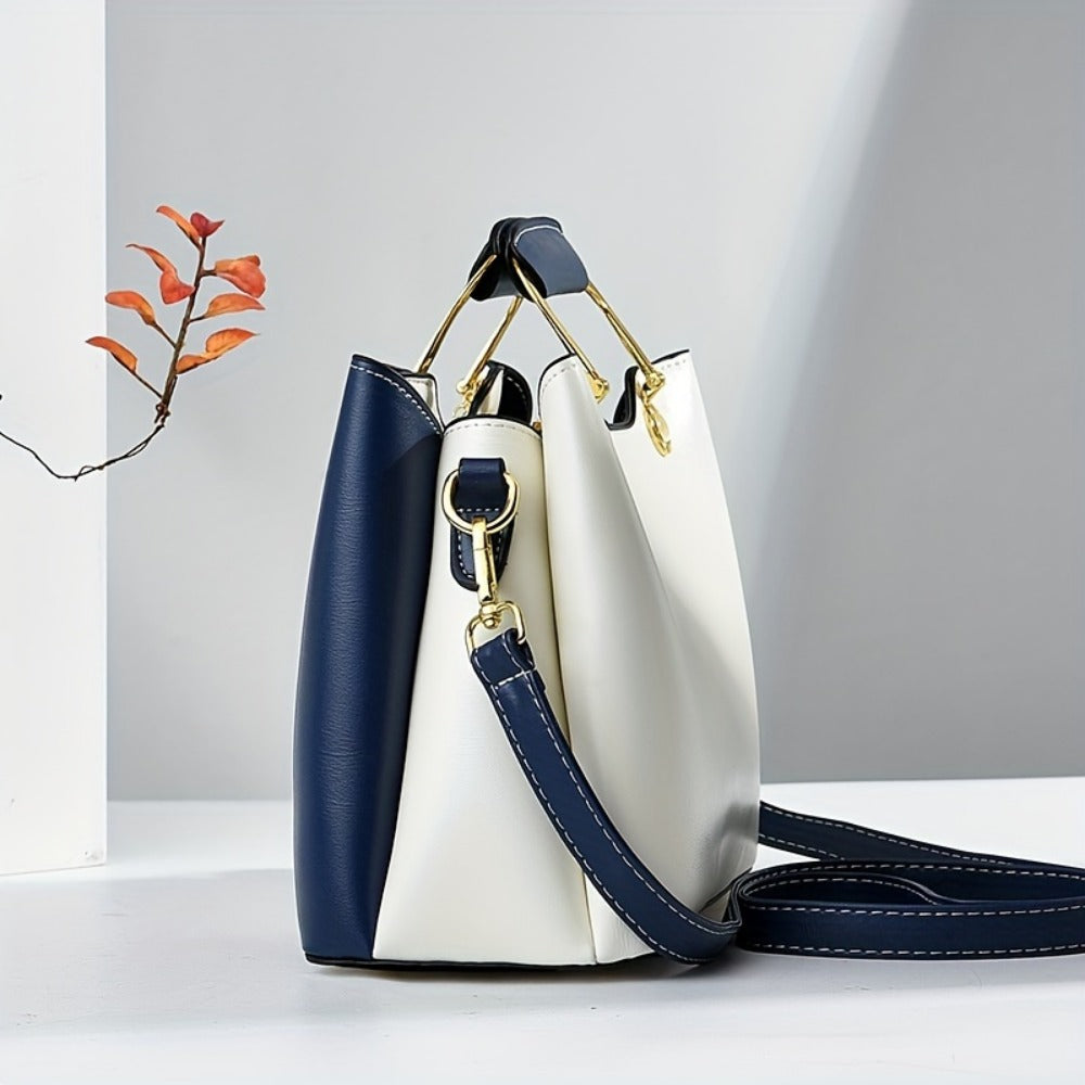 Crossbody Bag for Women – for Travel & Work, Color Block Navy White Contrast | Bag Vero – alternate view