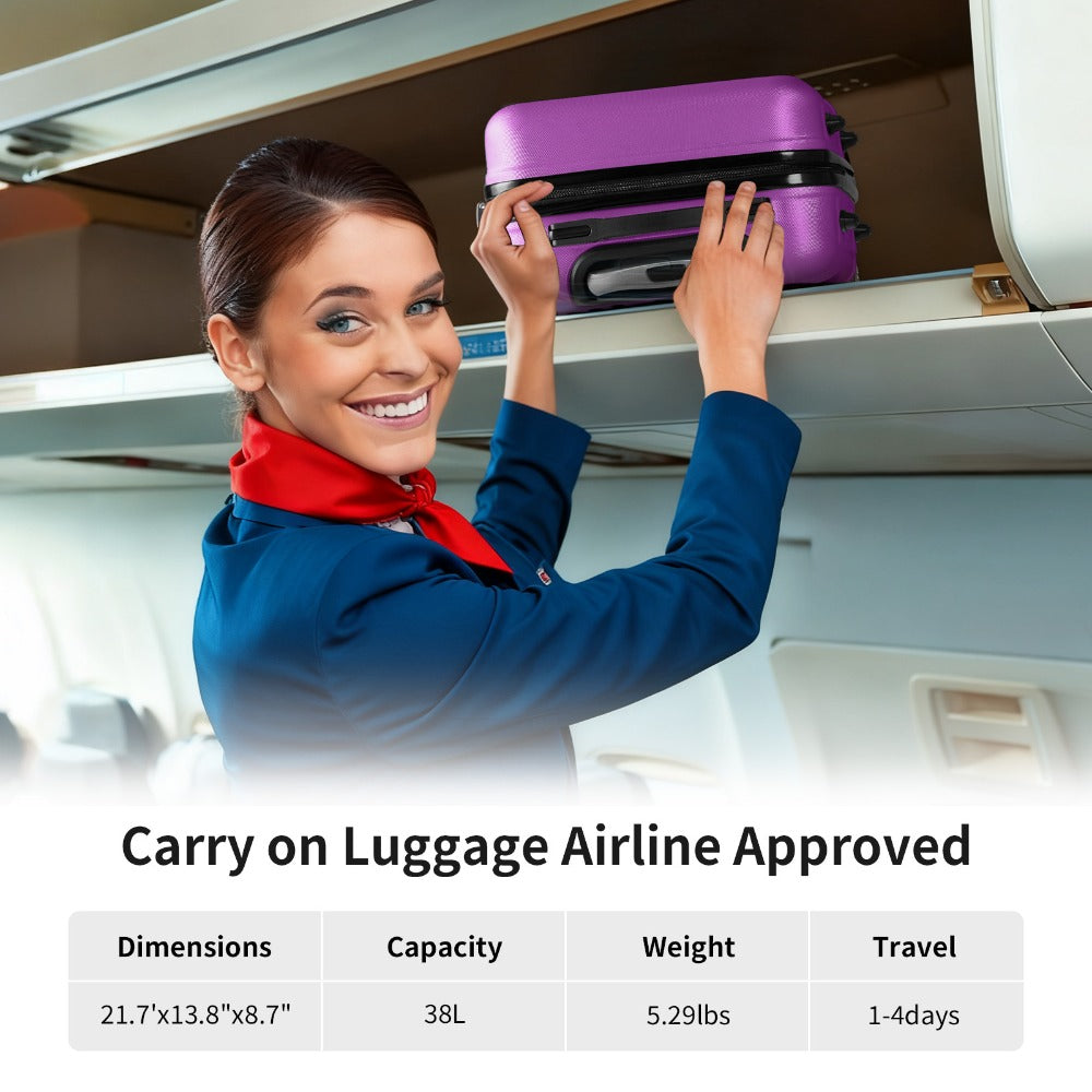 20/24/28 Inch Carry On Luggage, Airline Approved Hard Shell Carry On Suitcase with Wheels, TSA Approved Lock, Lightweight Hard Case Travel Luggage