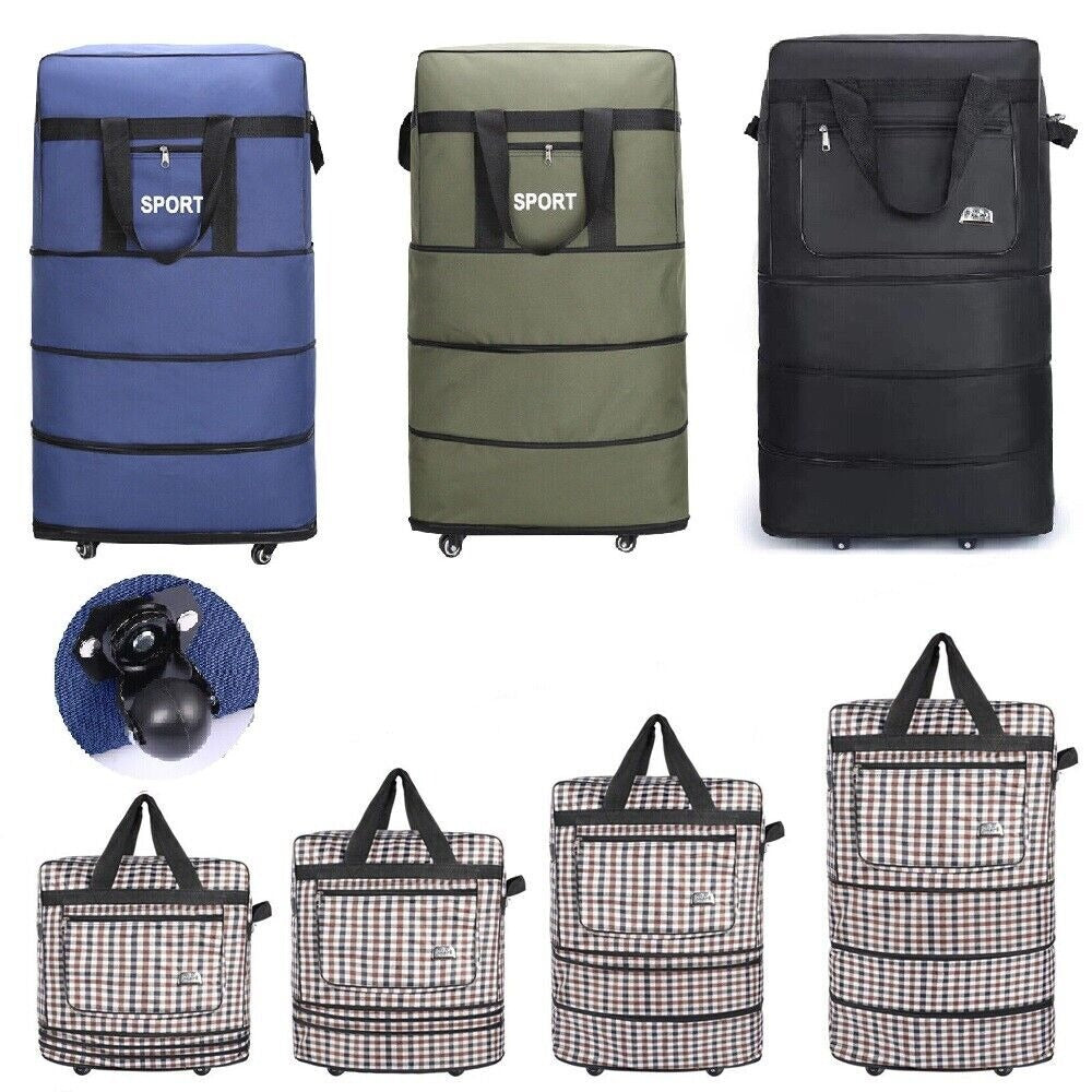 32'' Expandable Rolling Wheeled Duffle Bag Spinner Suitcase Foldable Luggage Expandable Black Blue Green Lattice