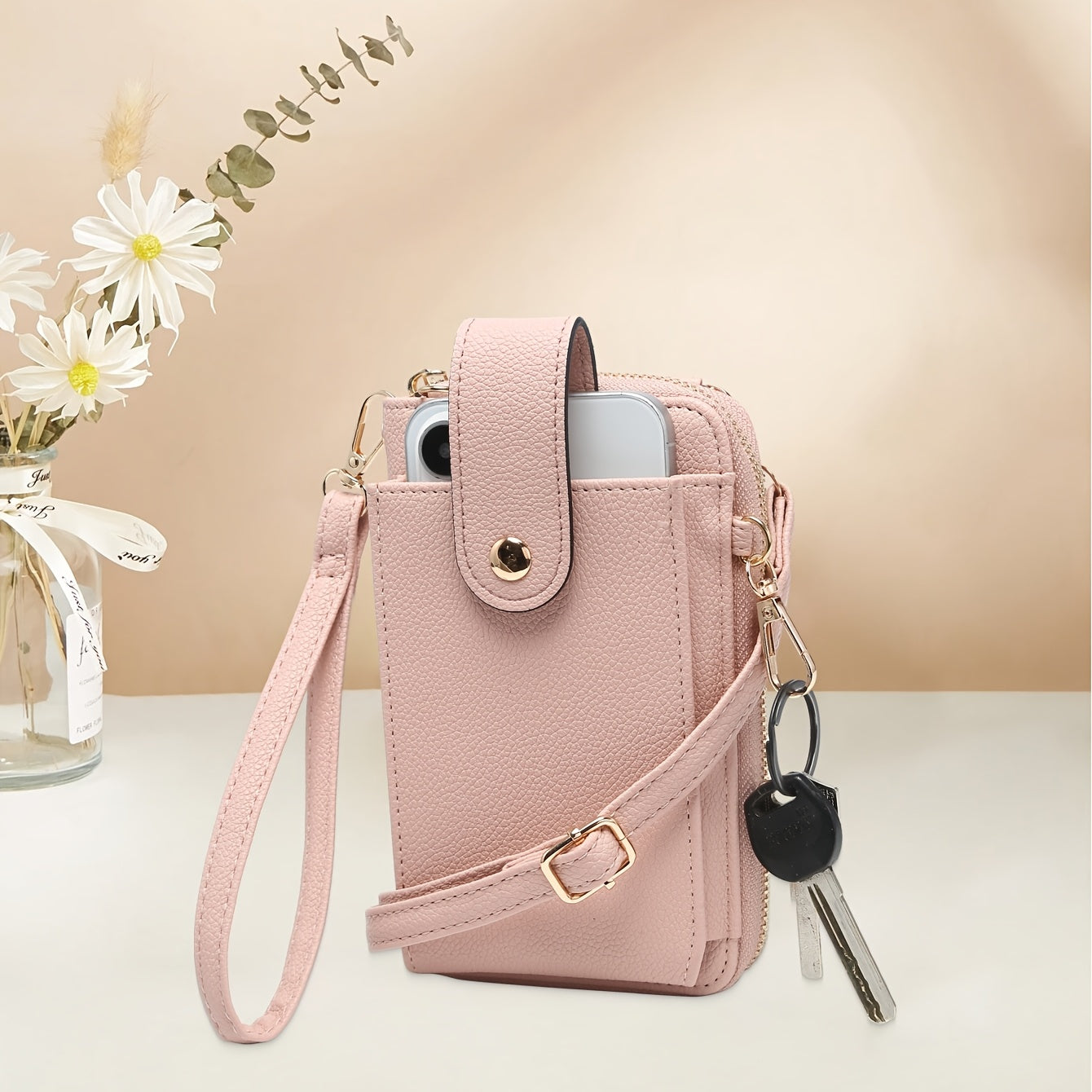 Tepilte Women's  Mobile Wallet, Crossbody Purse with Wallet Card Slot, Zipper Closure, Adjustable Shoulder Strap And Wrist Strap for Cell Phone, Credit Card, Keys,  Fashion Crossbody Backpack, Perfect for Daily Commute, Valentine's Day Gift