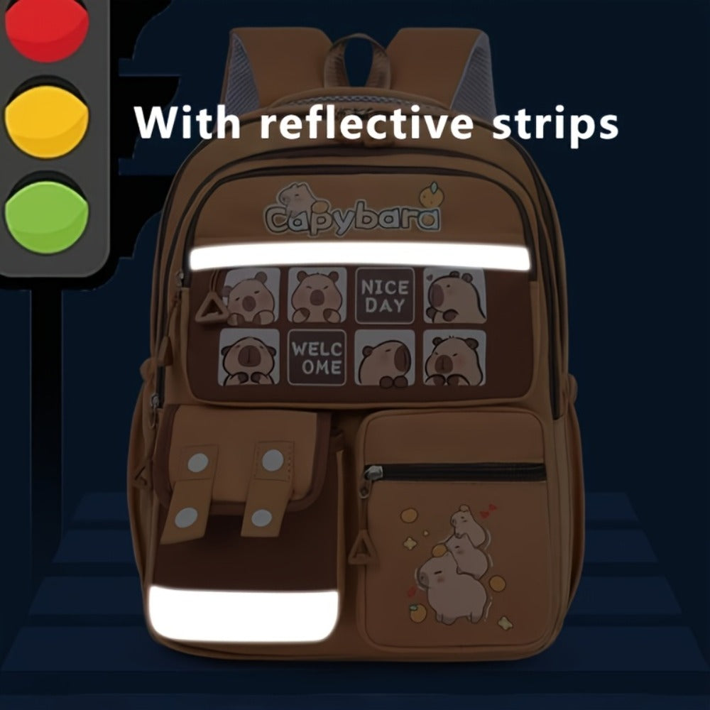 Women's & Suitable for Large-Capacity Capybara Print Backpack - Cute Capybara Face & Capybara, /Travel/ Backpack with Adjustable Straps, Capybara Themed Backpack Gifts for & Women