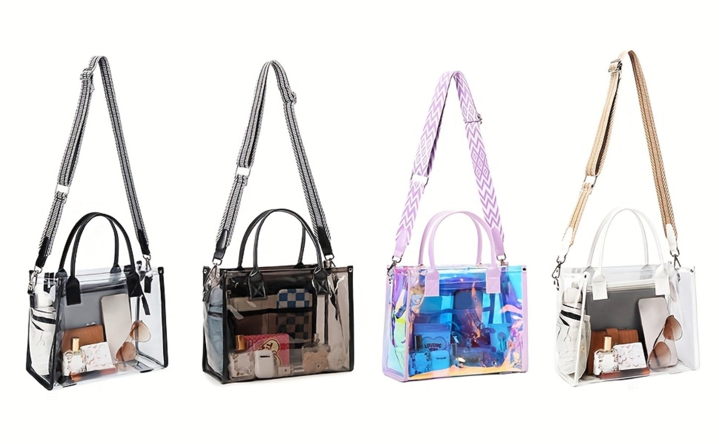Stylish One-Shoulder Bag Made of PVC, Featuring a Solid Color And Ample Storage Space, Perfect for Casual Outings. This Women'S Easy Square Crossbody Bag Is Ideal for Stadium Concerts And Travel Makeup