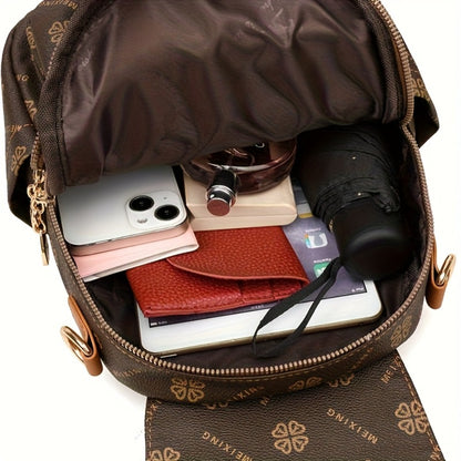 New Easy And Practical Multi-Pocket Contrast Color Small Print Backpack, Multi-Functional Large Capacity, Fashionable Commuter Travel Backpack, Hot-Selling High Cost-Effective Student Backpack in Autumn And Winter, a Must-Have for Daily Travel