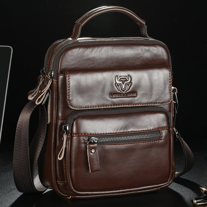LEBULLBRO 100% Genuine Leather Men's Top Layer Cowhide Small Sling Bags, Shoulder Bags Crossbody Pouch Handbag