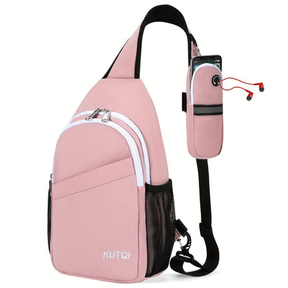 Sling Backpack Crossbody Sling Bag with Detachable Phone Pouch for Women Men Multipurpose Travel Hiking Chest Bag