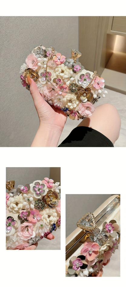 Flower bag single shoulder crossbody bag cheongsam bag fairy hand-held bag banquet bag bridesmaid bride small square bag