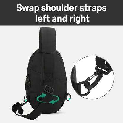 [Hard Shell Chest Bag] JUAMHE Men's Geometric Hard Shell Chest Bag, Scratch-Resistant and Crossbody Backpack with USB Port, Everyday Casual Bag