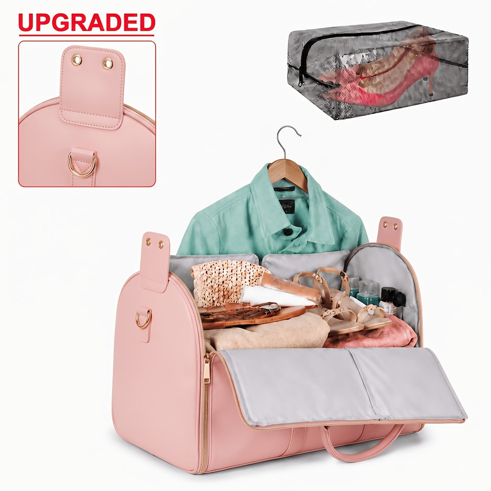 Convertible Garment Bag With Shoulder Strap, 4-in-1 Nylon Suit Travel Bag, Foldable Storage For Business Trips
