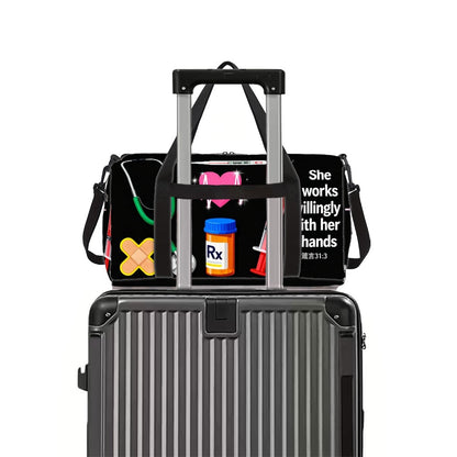 [Great Gift Machine Washable] Nurse Element Print Unisex Fitness Yoga Bag - Durable Daily Use (Great Gift) Machine Washable For Gym Large Capacity With Side/ Inner Pockets Adjustable Strap Travel Suitcase-Fixable