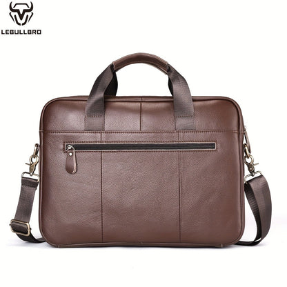 LEBULLBRO Premium Real Leather Executive Briefcase Made from Top-Quality Cowhide, Roomy Versatile Shoulder Bag Featuring a Laptop Section