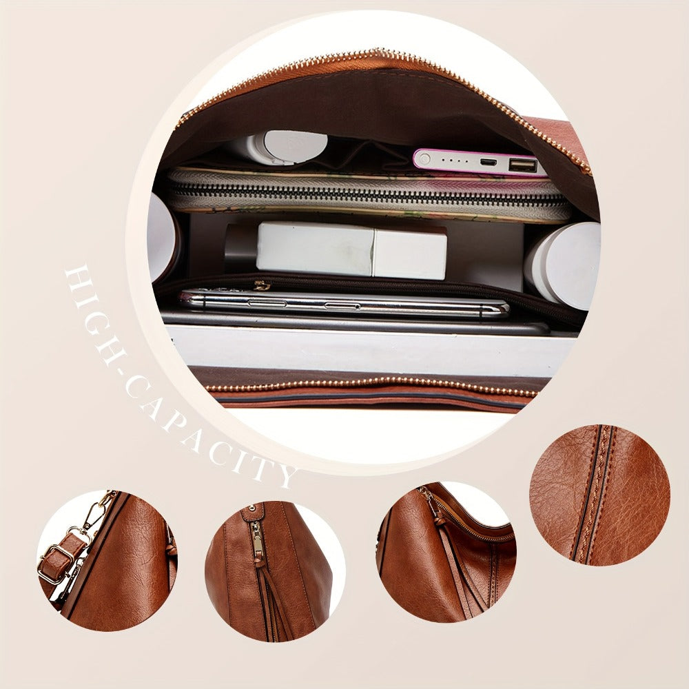 New Style Fashionable Retro Women'S Tote Bag, Mother Bag, Easy And High-End Handbag, Casual And Versatile, Suitable for Commuting, Large Capacity, Single Shoulder And Crossbody Bag