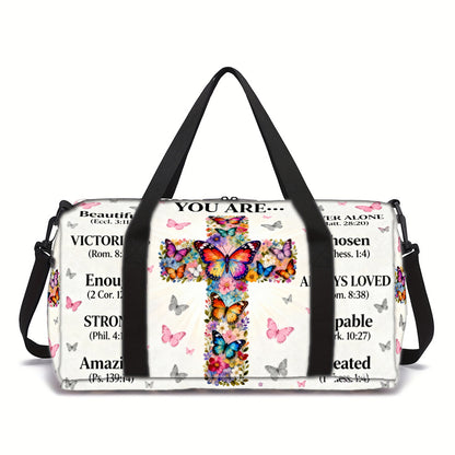 Bible Encourage Yourself Prints Machine Washable for Gym Large Capacity with Side/ Inner Pockets Unisex Fitness Yoga Bag - Durable Polyester Suitcase-Fixable Travel Daily Use (Great Gift) Adjustable Strap