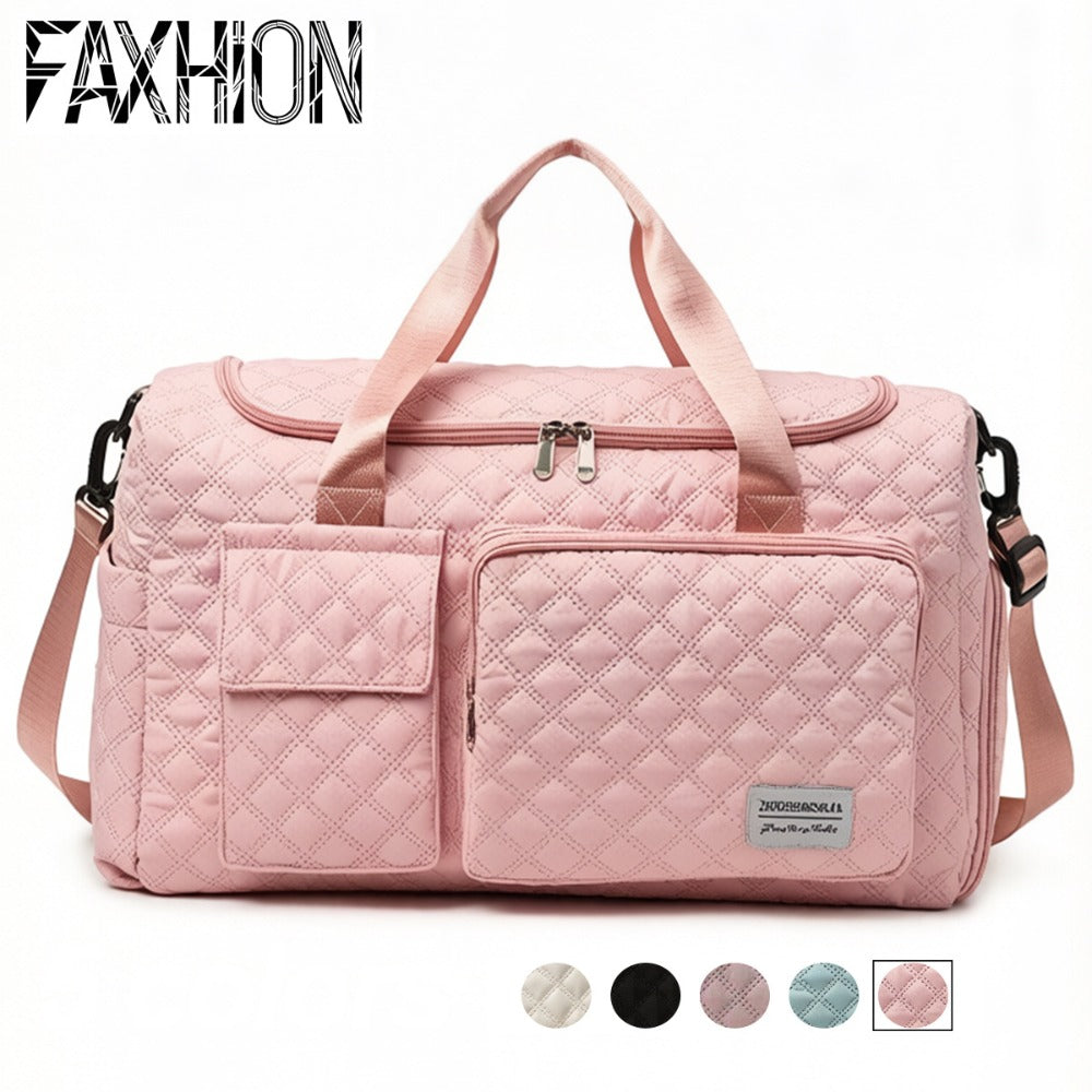 FAXHION Travel Gym Bag, Diamond Pattern, Portable Large Capacity, Sturdy And Durable, Can Be Carried by Hand Or Worn on The Shoulder, Easy And Stylish