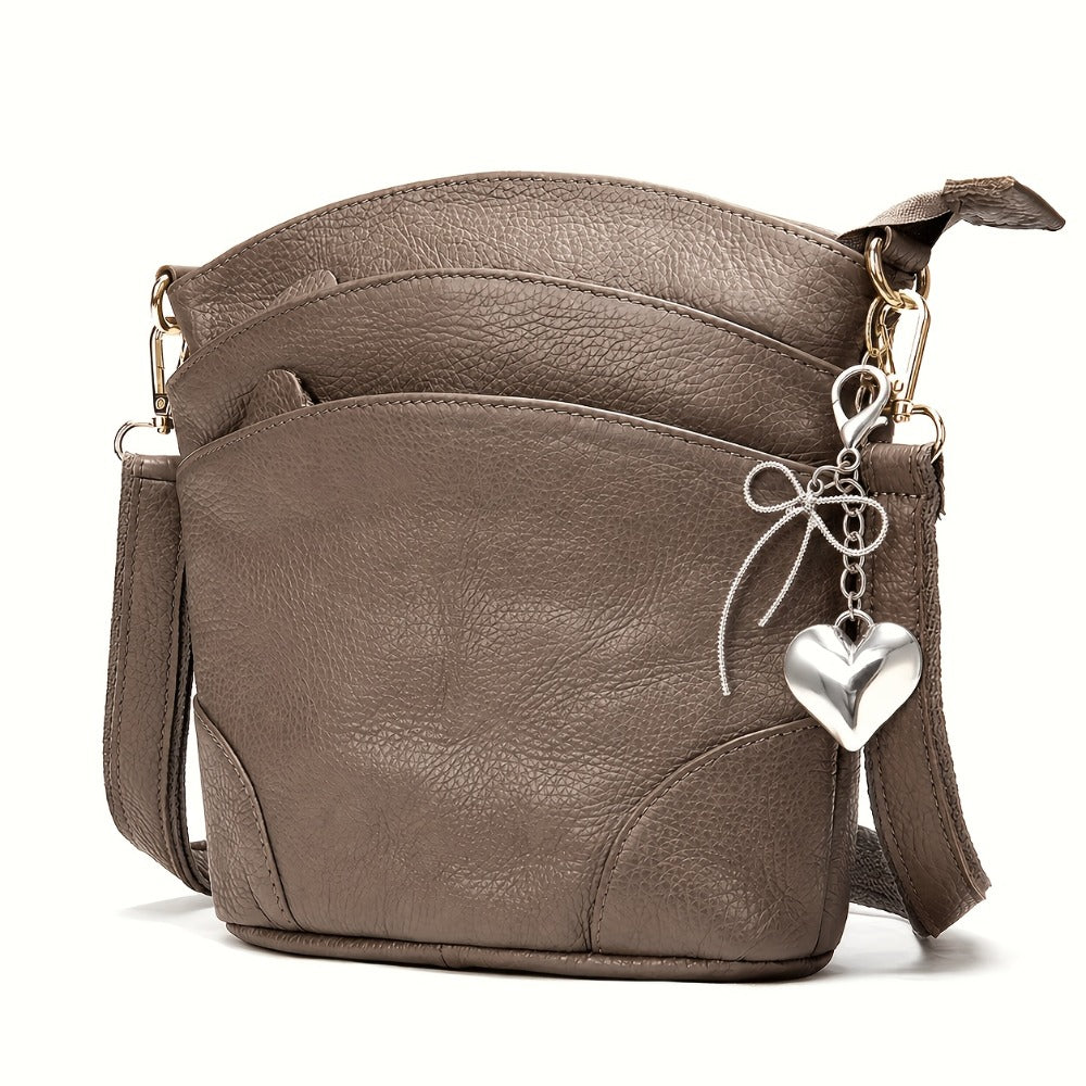 Premium Genuine Leather Crossbody Bag - Luxurious, Versatile, And Spacious with Ample Storage - Handbag Purse Cross Body Organizer Smart Phone Pockets