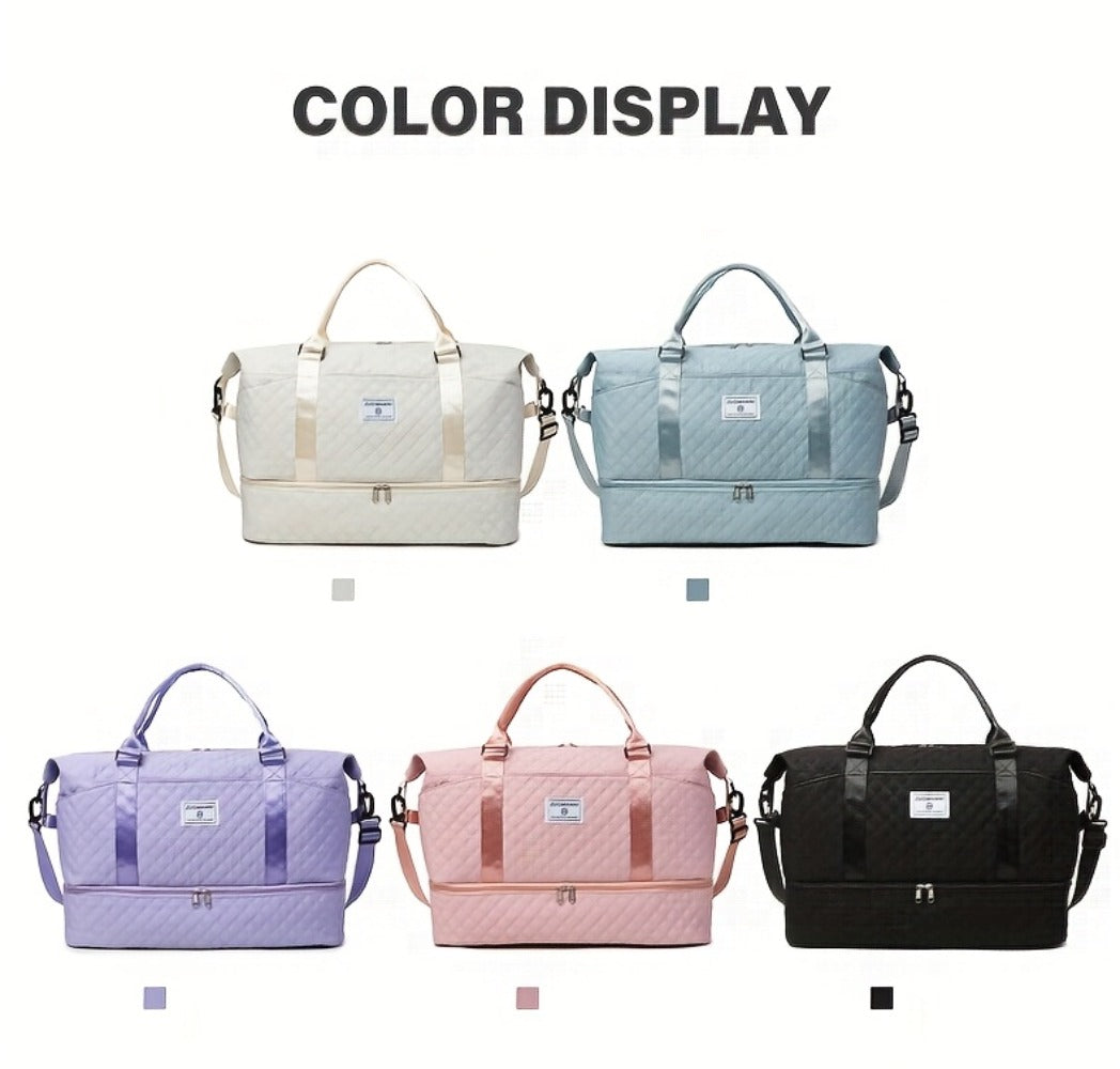Spacious Multifunctional Travel Bag with a Separate Shoe Compartment, Perfect for Yoga And Fitness. This Quilted Crossbody Bag Is Ideal for Weekends And Comes As a Two-Piece Set, Making It a Great Gift for Valentine'S Day, Ramadan, Or The New Year