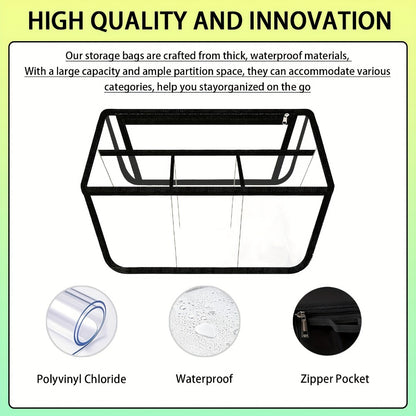 6pcs Clear Organizer Inserts For Beach Bag X - Large Original Accessories 18.1x8.2x12.2in With Phone Holder & Key Holder For Beach Bag & Other Rubber Beach Bag, Organizer & Divide Space. Beach Bag Accessories And Beach Bag Organizer Insert