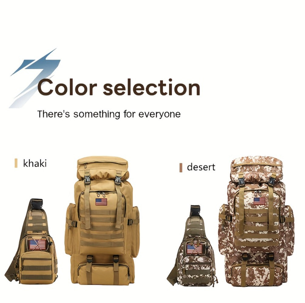 Set of 2pcs 21.13gal Spacious Multifunctional Camouflage Tactical Hiking Backpacks Featuring Various Compartments And a MOLLE System, Ideal for Outdoor Adventures, Camping, Trekking