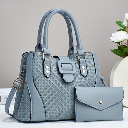 Fashion Women'S Bag, Two-Piece Set Mother And Son Bag, Simple And Versatile Large-Capacity Handbag, Shoulder Bag, Messenger Bag, Woven Pattern Large Bag