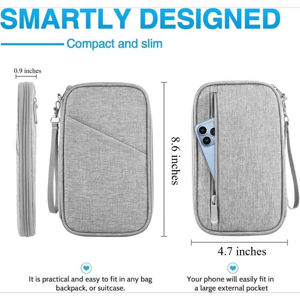RFID Blocking Passport Wallet, Family Passport Holder, Travel Essentials Premium Wallets, Passport Holders Bag for Men Traveling, Travel Document Organizer Credit Cards Case