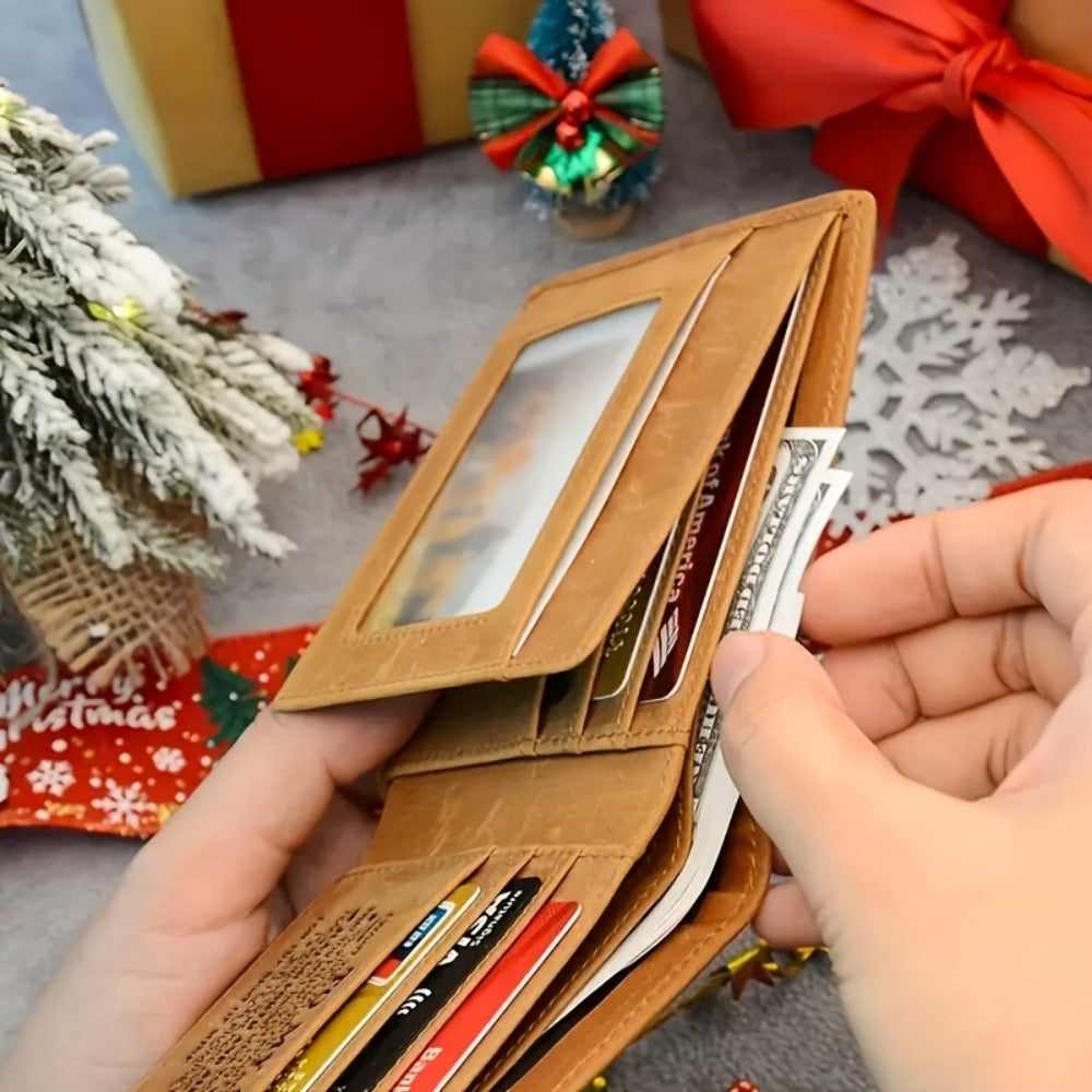 Genuine Faux Leather Front Pocket Wallet, Ultra-thin Wallet, Minimalist Credit Card Wallet with RFID Protection Function, Gift (from Mom to Son), Christmas Gift, Gift for Son, Men's Gift