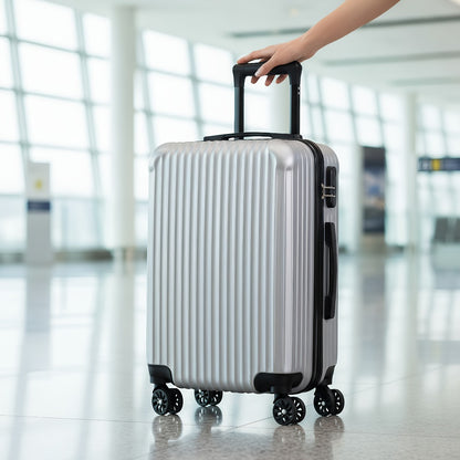 Luggage Trolley Case, 20-inch Boarding Case, ABS Lightweight Hard Shell, TSA Lock, 360-degree Smooth Swivel Wheels, Telescopic Handle, Zipper Opening And Closing, Suitable for Various Travel Occasions, Black, White, Silvery, Rose Golden