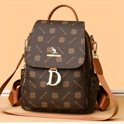 Ladies New High-end Dushi Simple Casual Small Backpack, Fashionable And Lightweight Backpack, Large Capacity, Multi-function Multi-pocket Design, Retro Print Trendy Schoolbag, Suitable for Students, Office Workers And Travelers, Best Gift